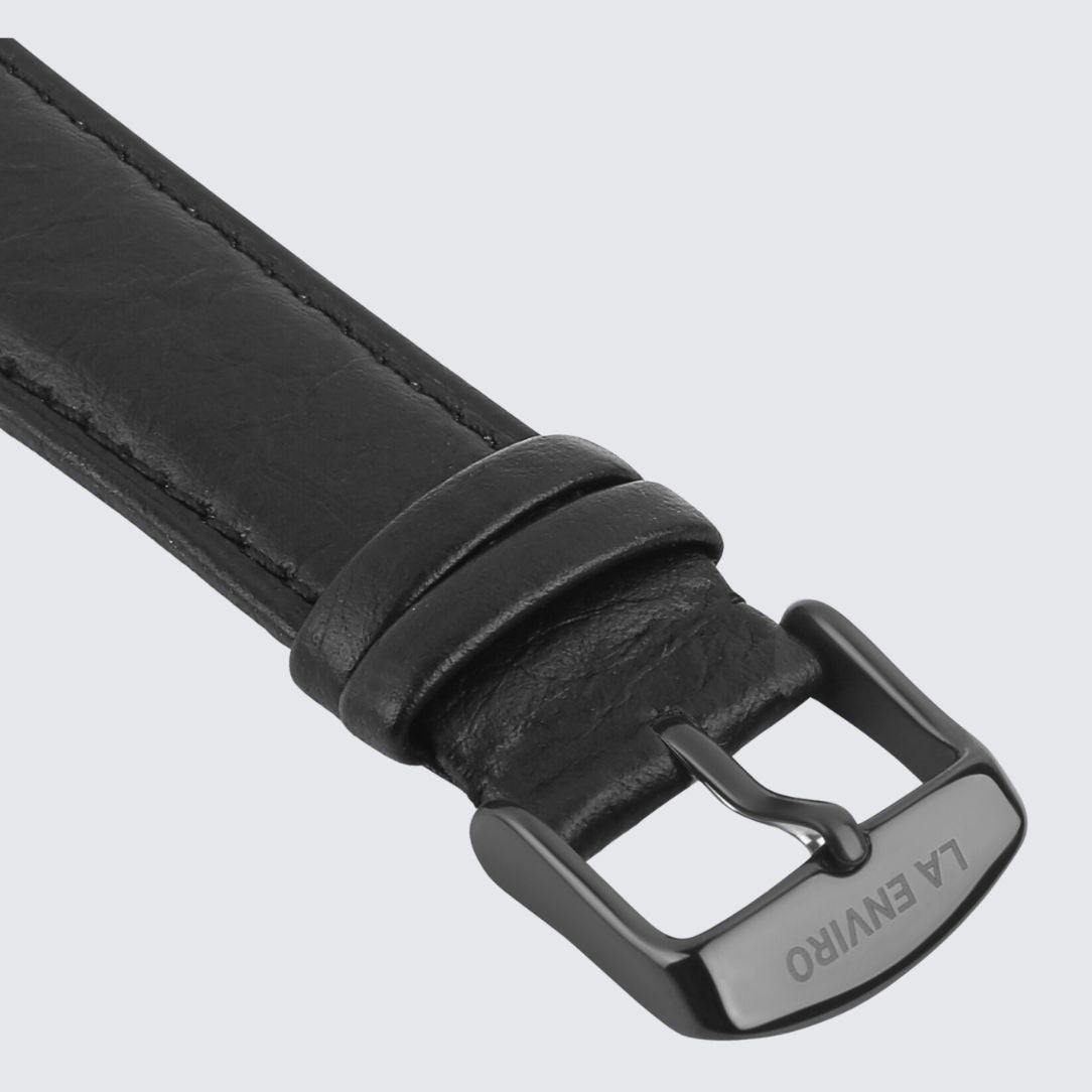 Black Pineapple Leather Watch Strap with Black color Buckle