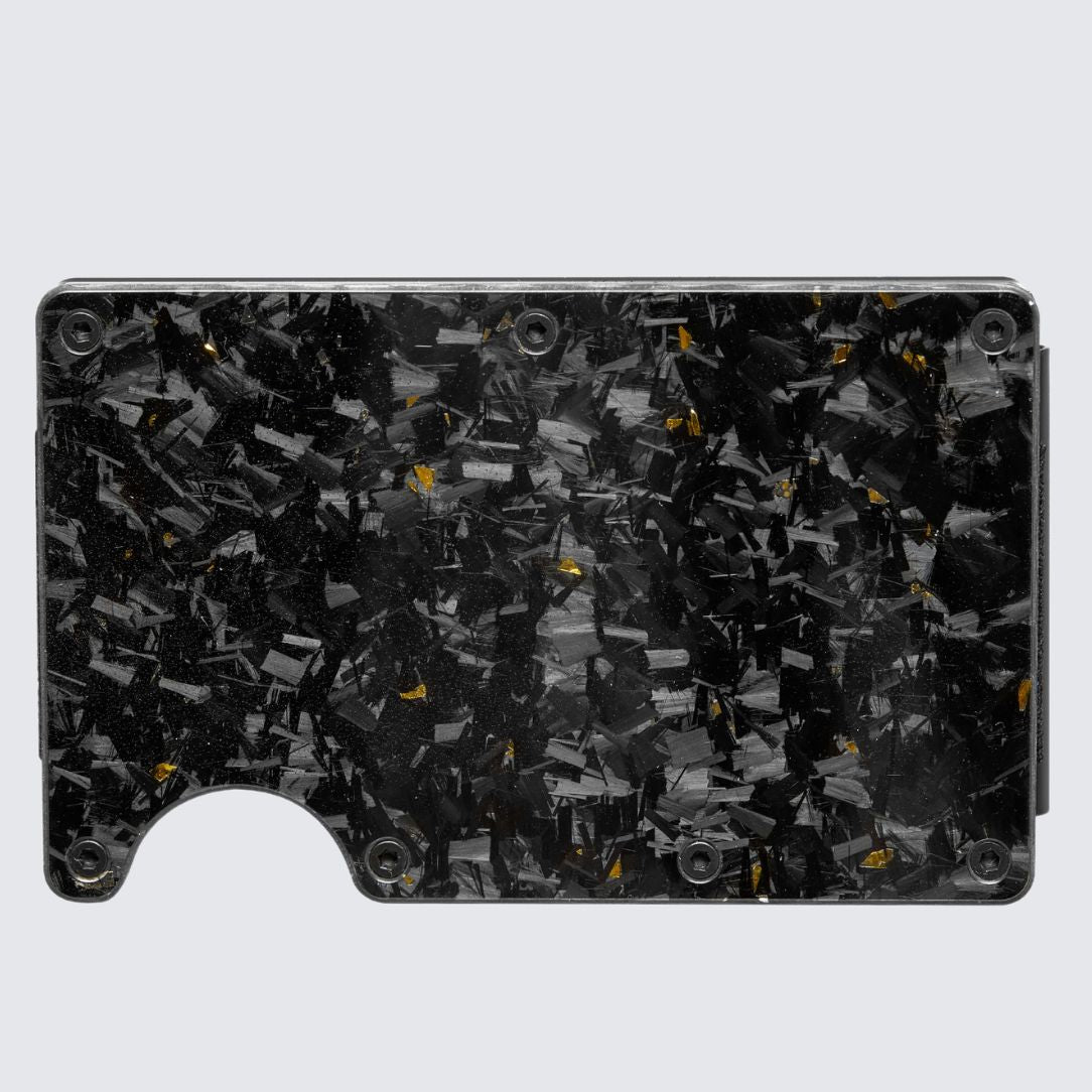 Back side of Gloss Gold color LORNE Forged Carbon Wallet