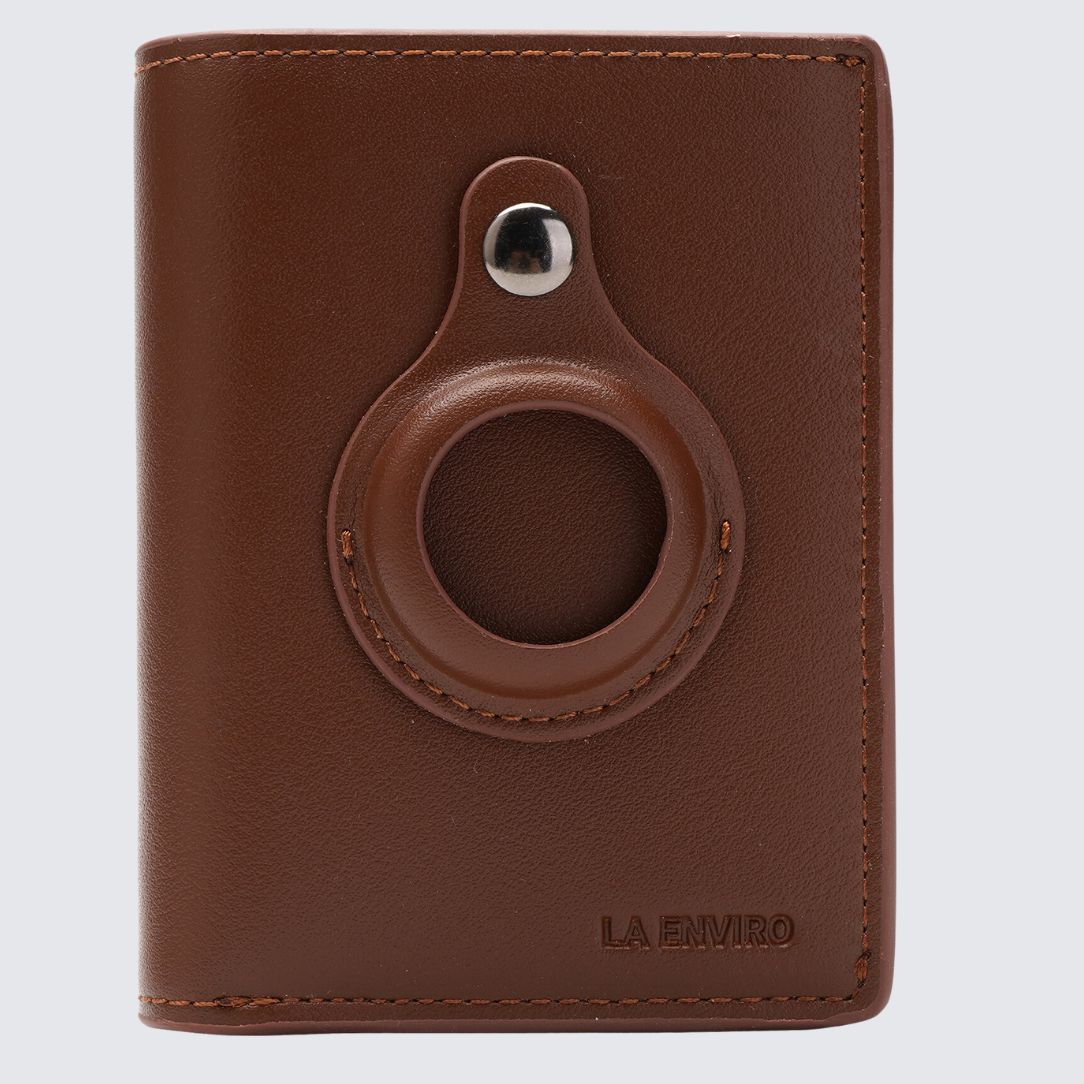 Front Side of Brown color FITZROY AirTag Wallet