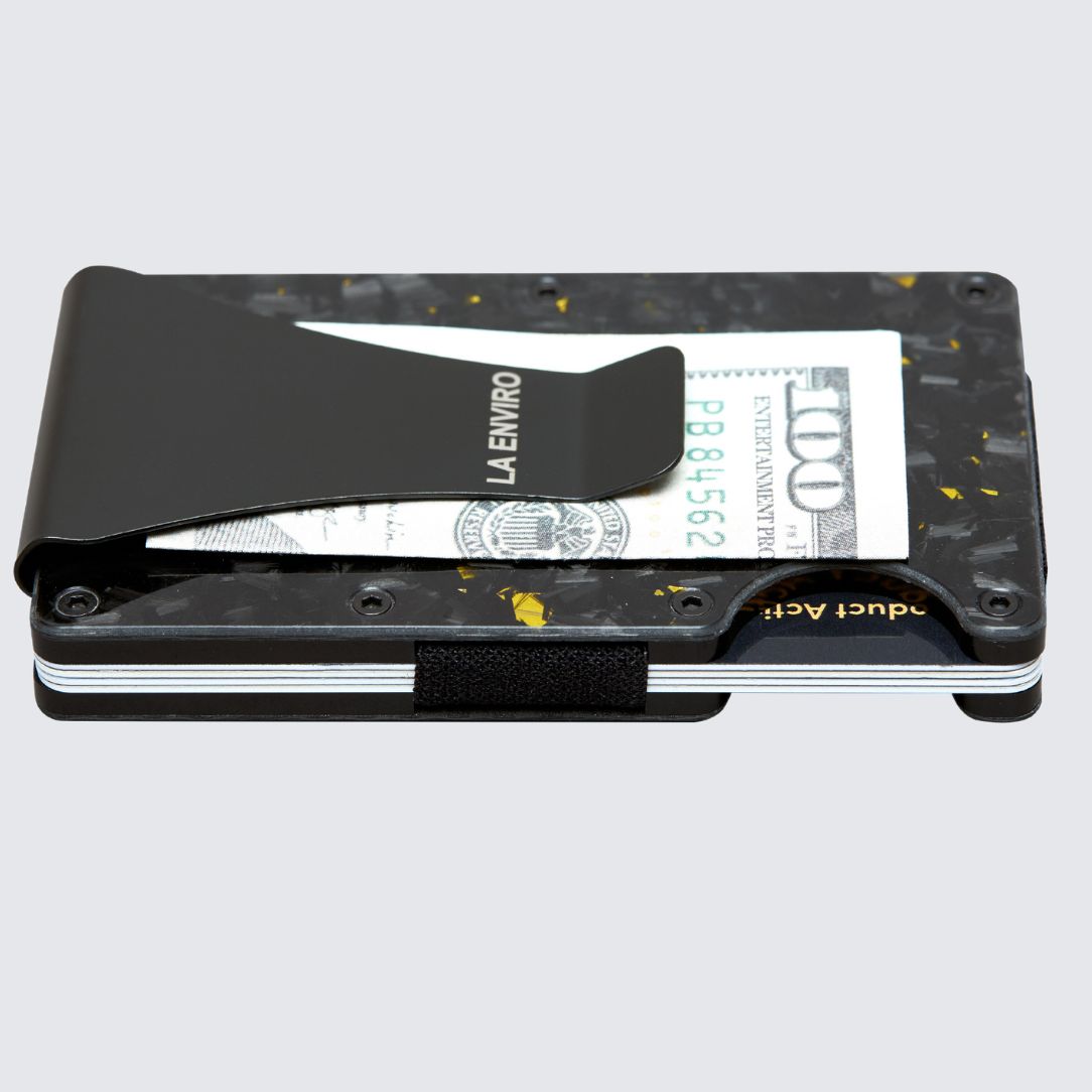 Gloss Gold color LORNE Forged Carbon Wallet Money Clip attachments