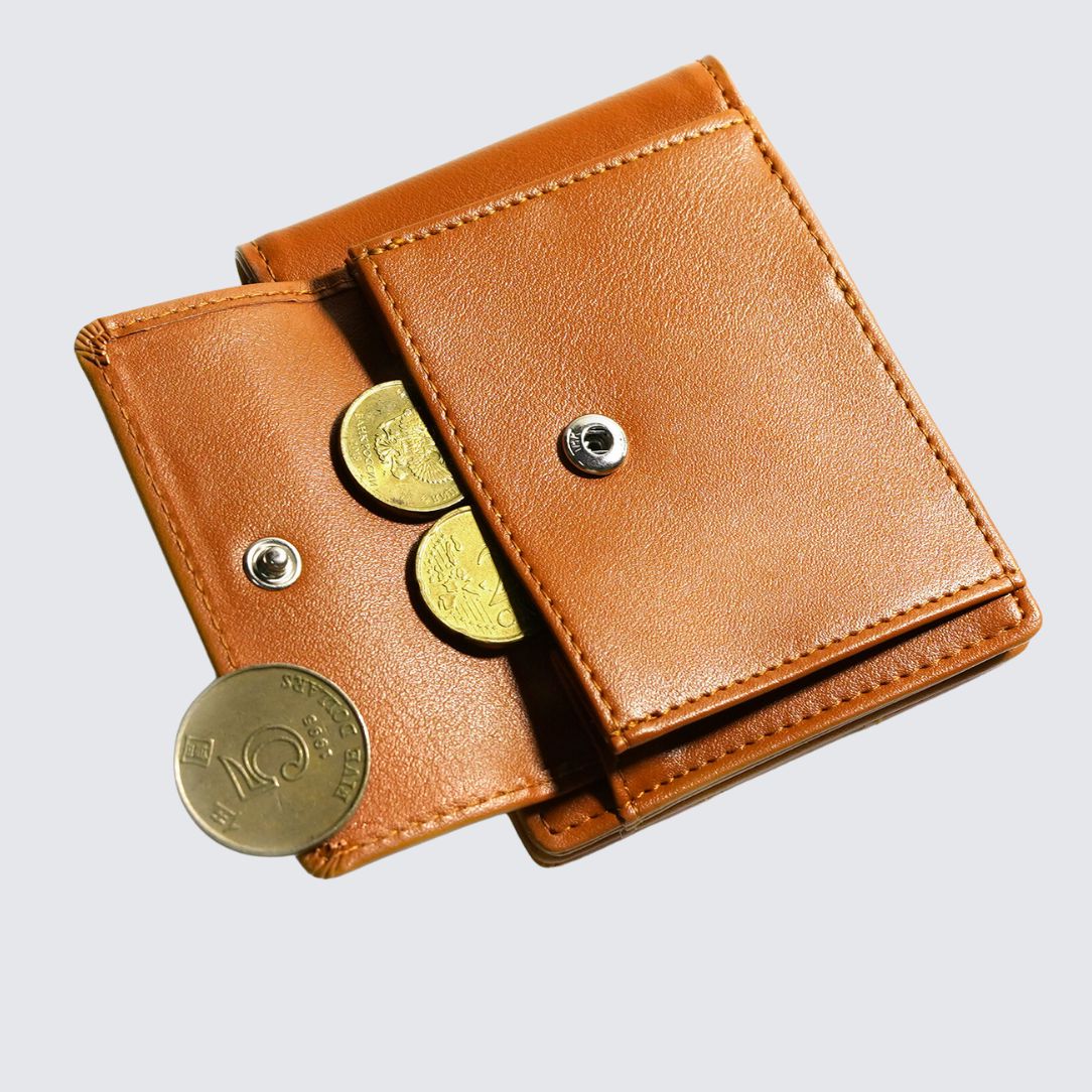 Tan color YAMBA Wallet with money clip and coin pocket