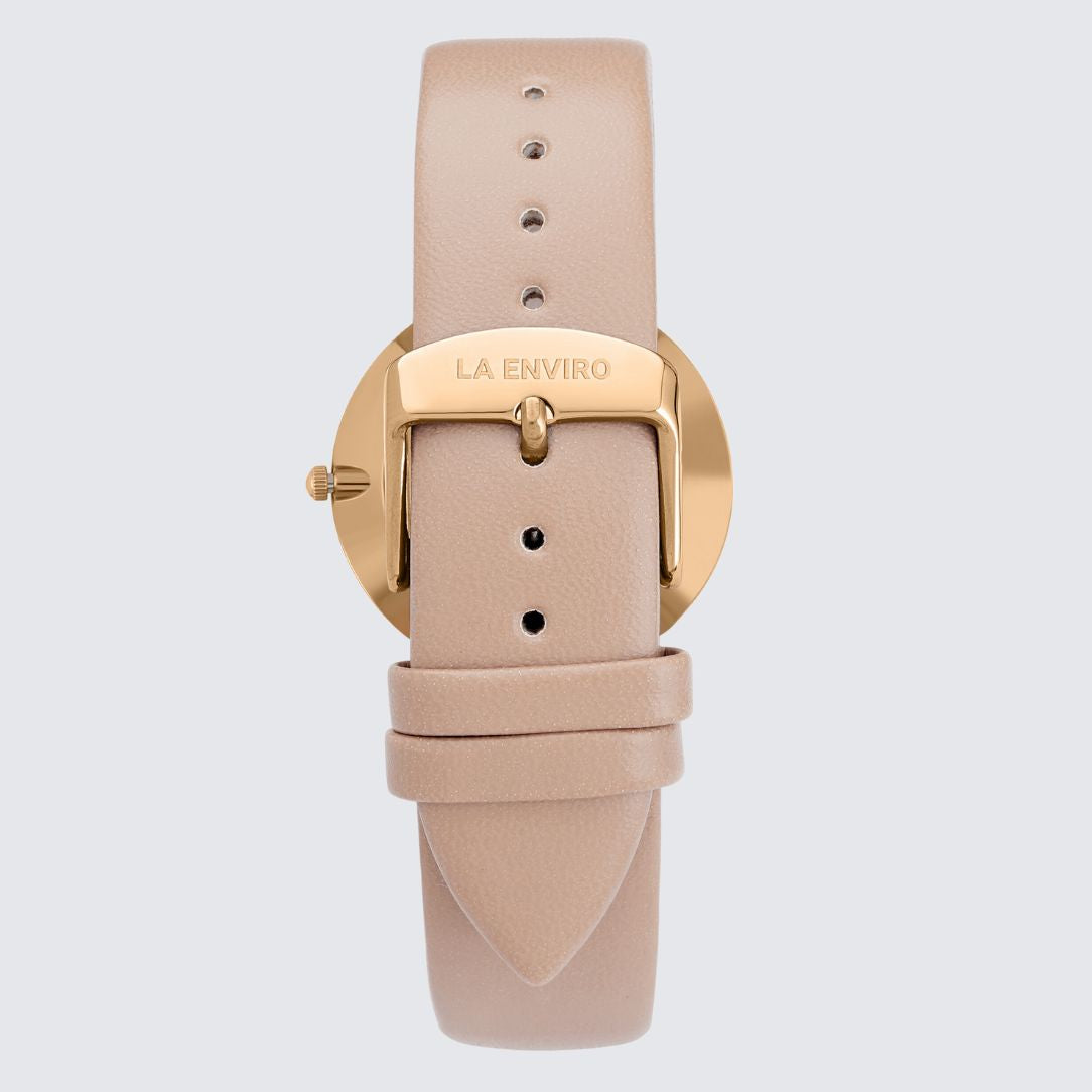 Gold Classic Watch with Pink Strap I 40 MM