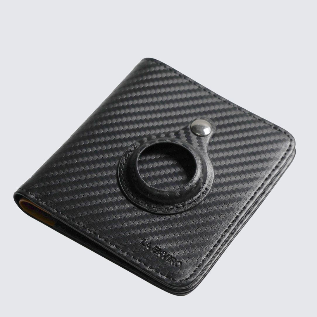 Front Side of Carbon Black color FREO Airtag Wallet
