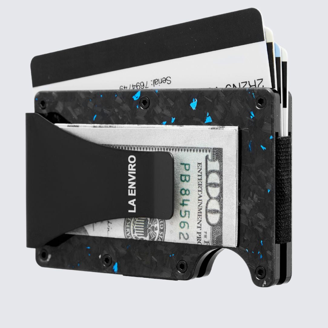 Gloss Blue color LORNE Forged Carbon Wallet