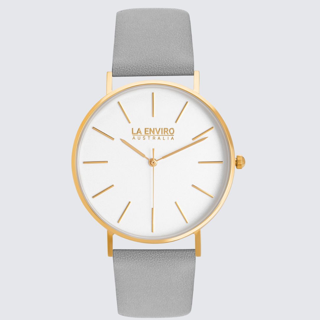 Gold Classic Watch with Grey Strap I 40 MM