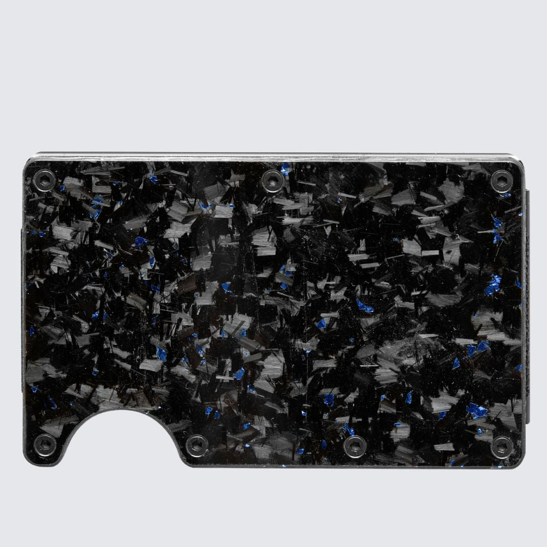 Back side of Gloss Blue color LORNE Forged Carbon Wallet