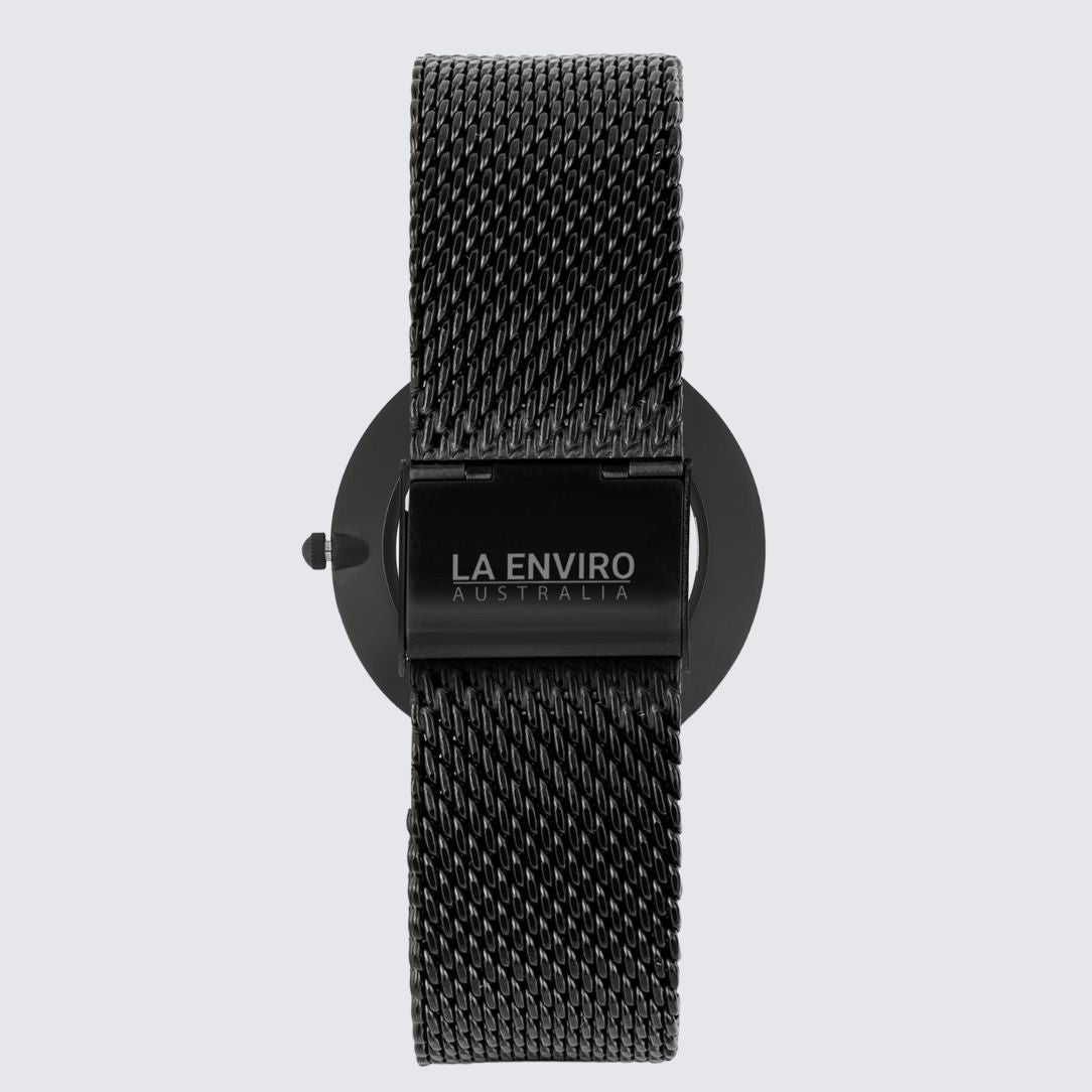 Black Marble Watch With Black Mesh Strap I 40 MM