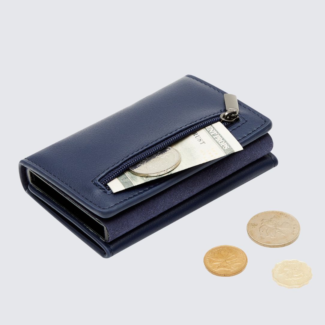 LEURA 2.0 Unisex Wallet Blue back side coin pocket for optimal storage