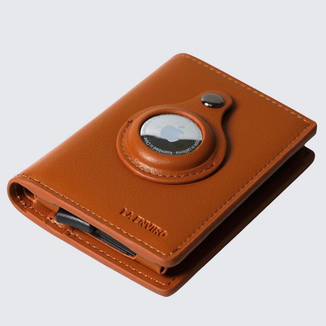 Tan FITZROY AirTag Wallet with Apple AirTag