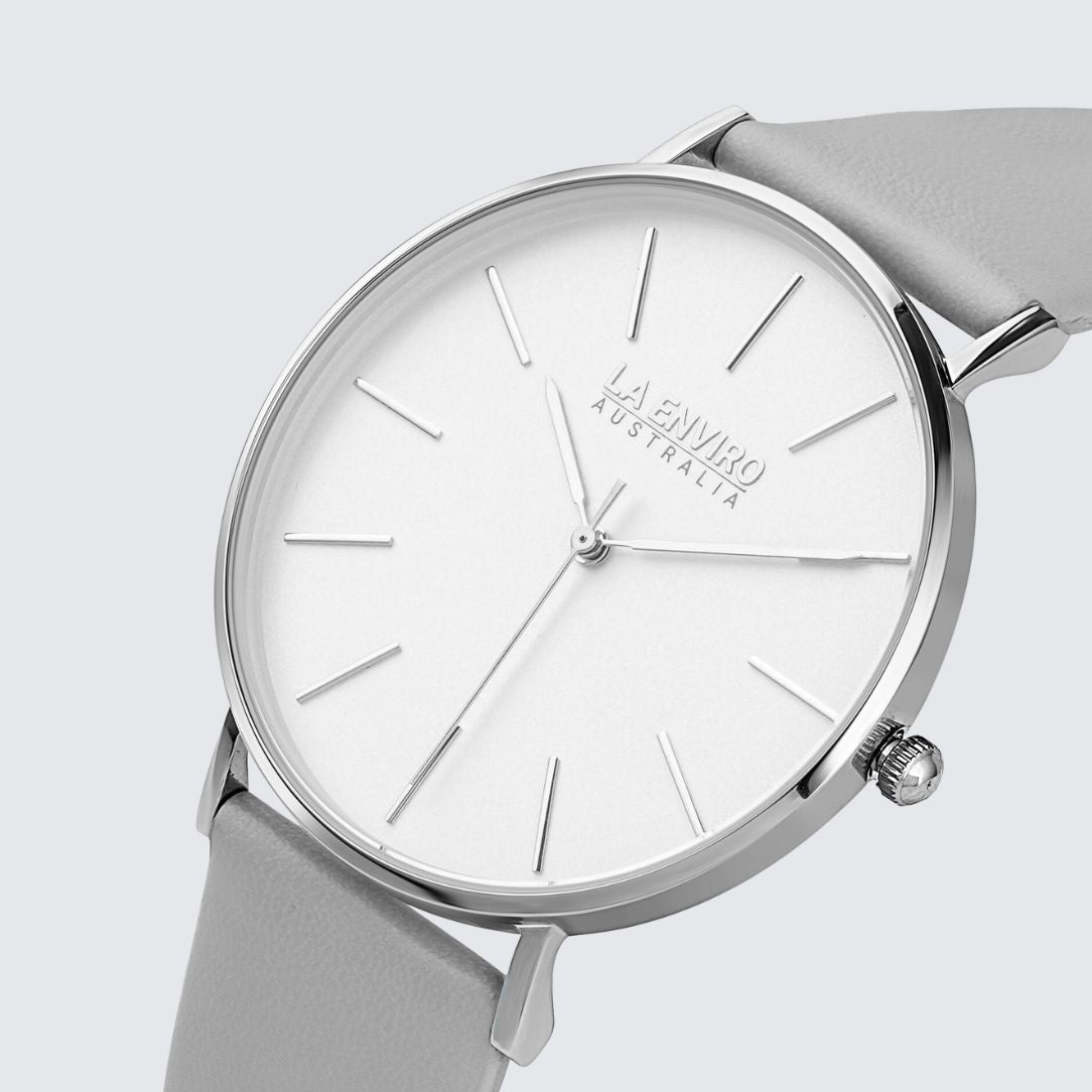 Silver Classic Watch With Grey Strap I 40 MM
