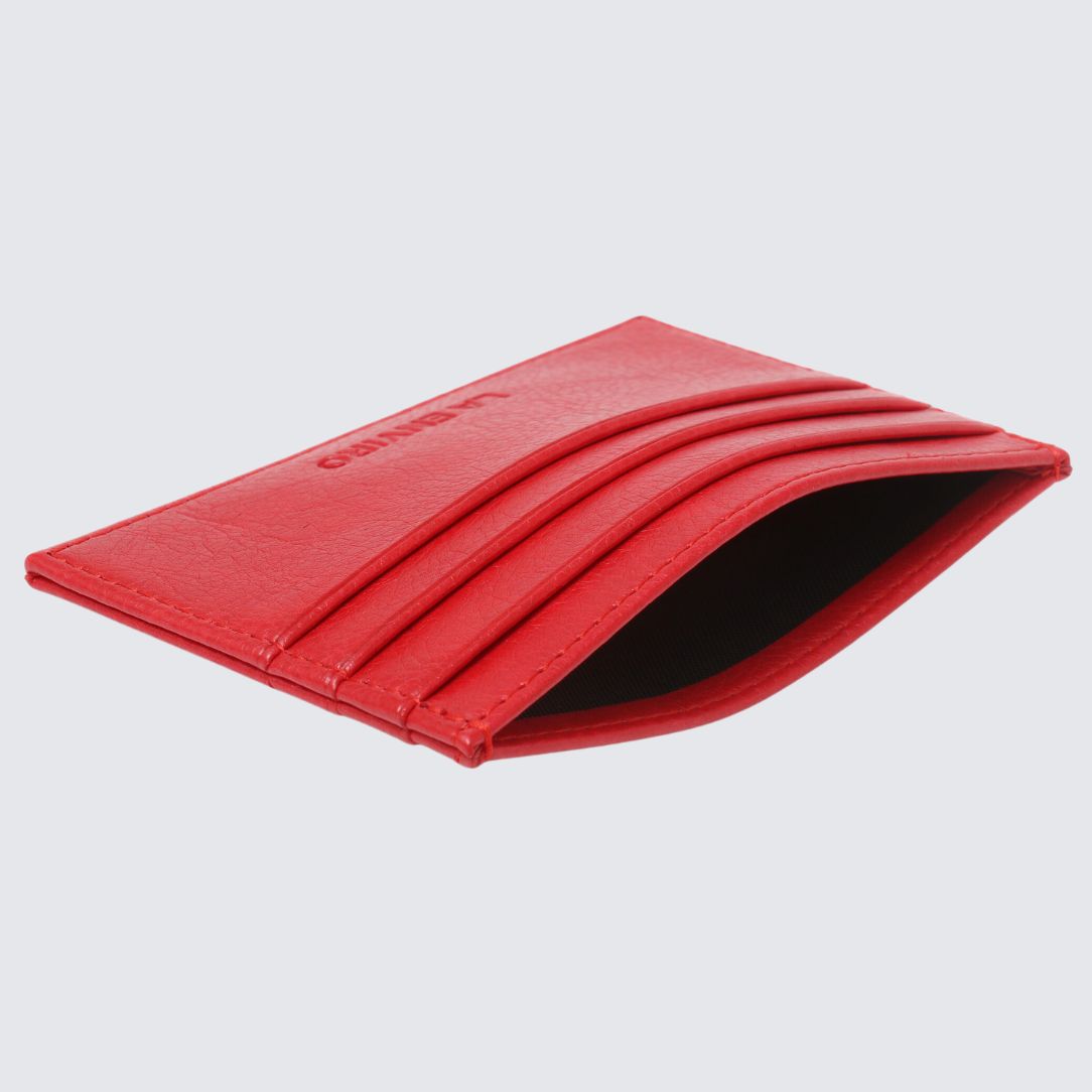 AVOCA Unisex Card Holder - Sleek Red leather wallet designed with 4 card slots