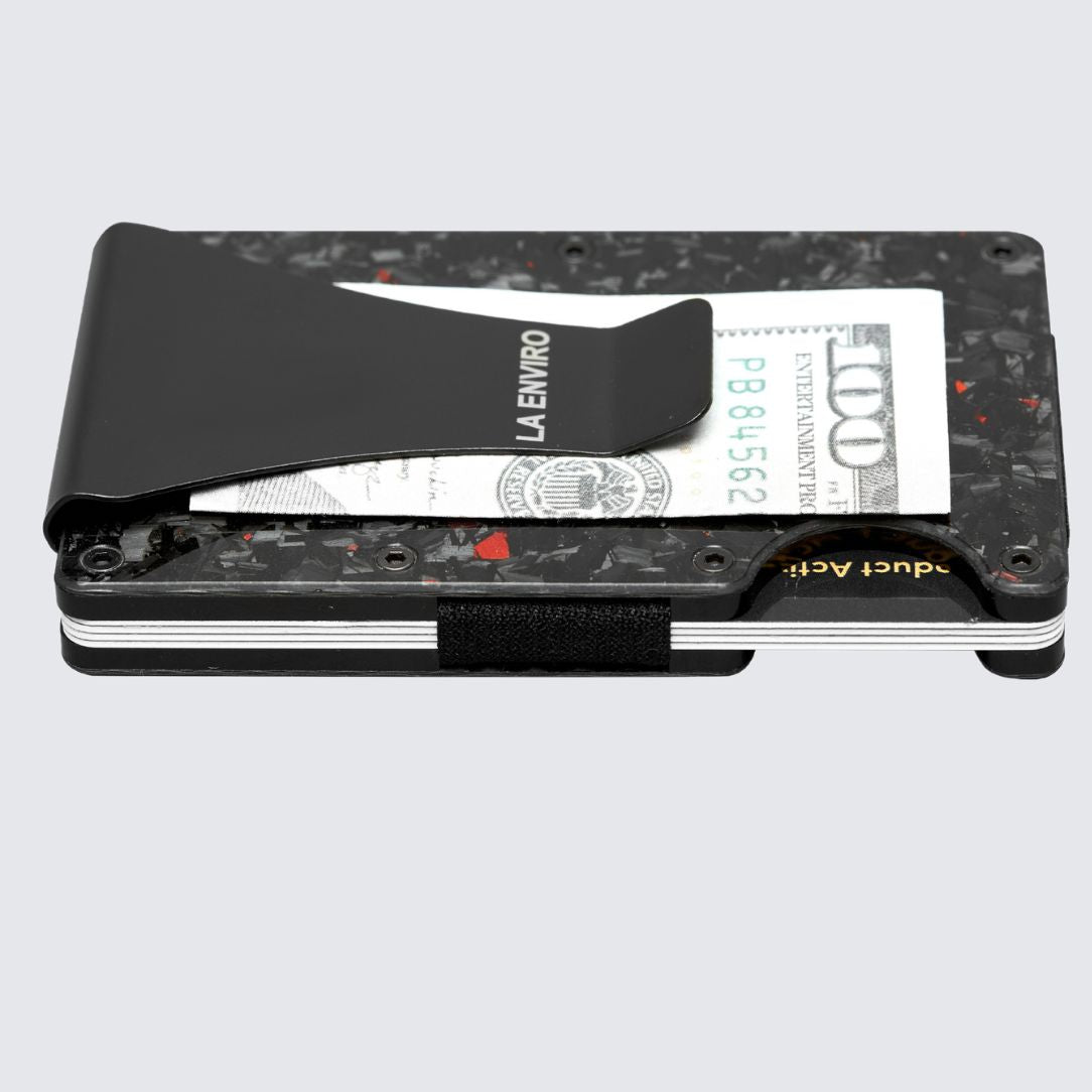 Gloss Red color LORNE Forged Carbon Wallet Money Clip attachments