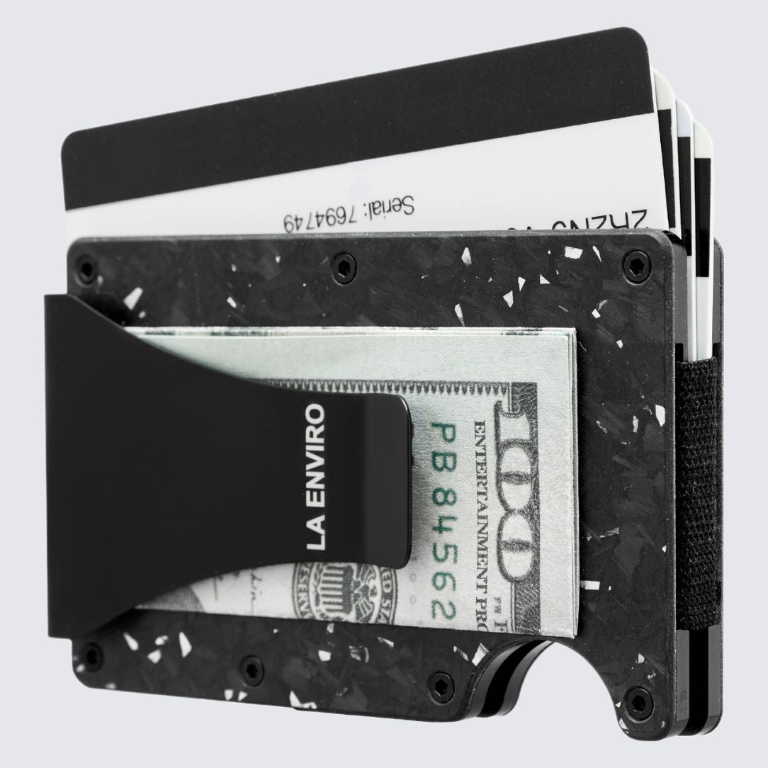 LORNE Forged Carbon Wallet with Money Clip I Matte Silver I La Enviro