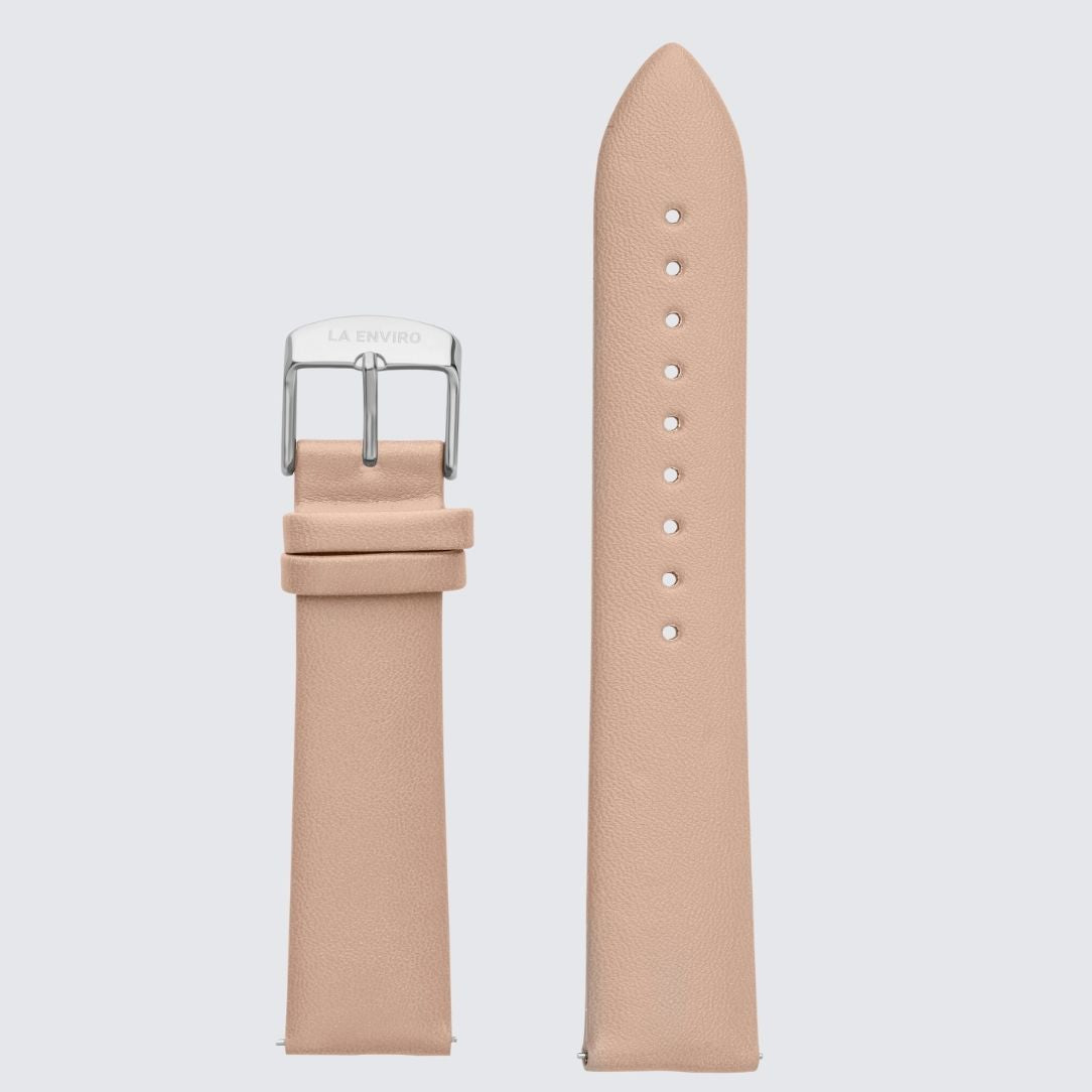 Pink Unstitched Watch Strap with silver color Buckle and quick release pin