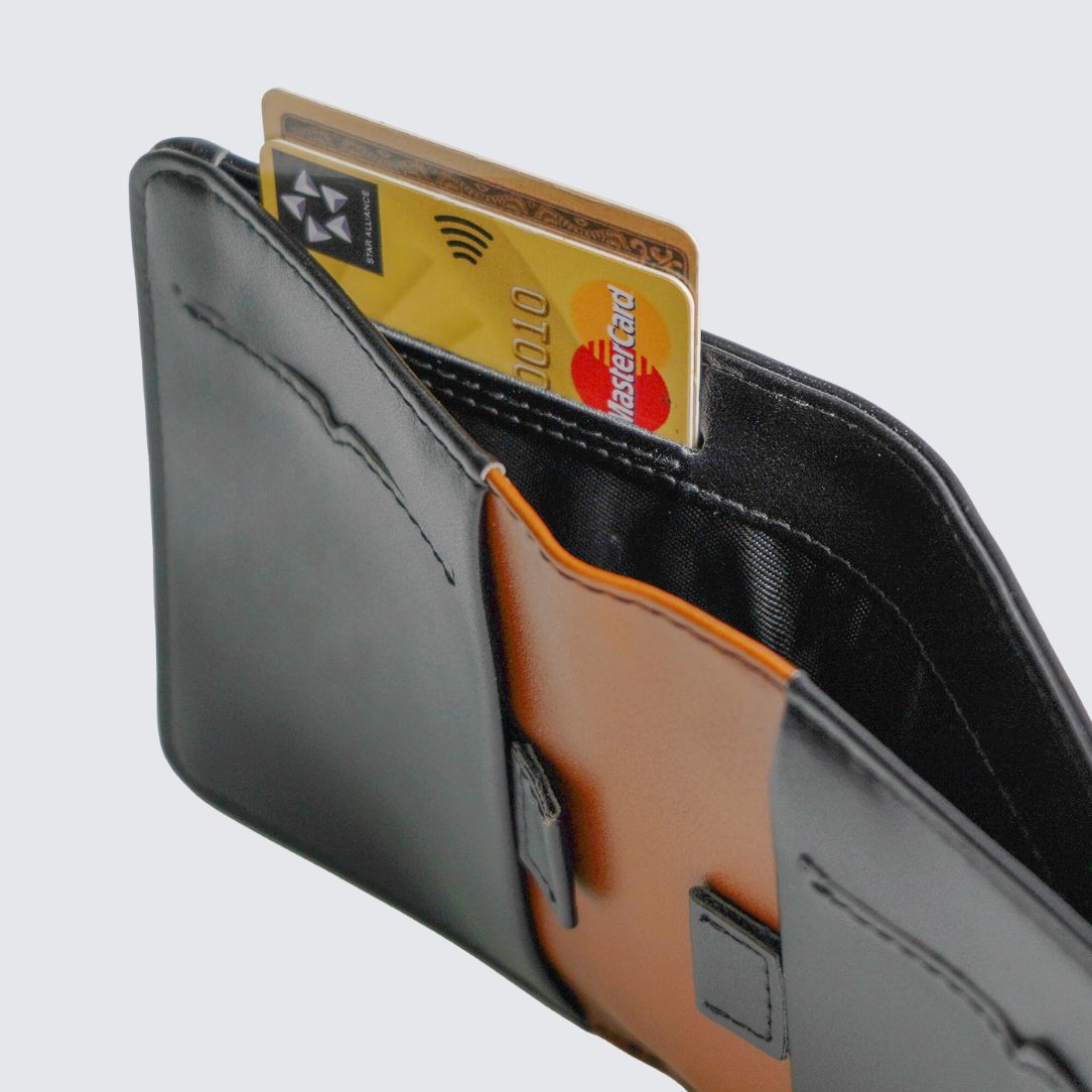 Black color FREO Wallet two quick-access slots for frequently-used cards