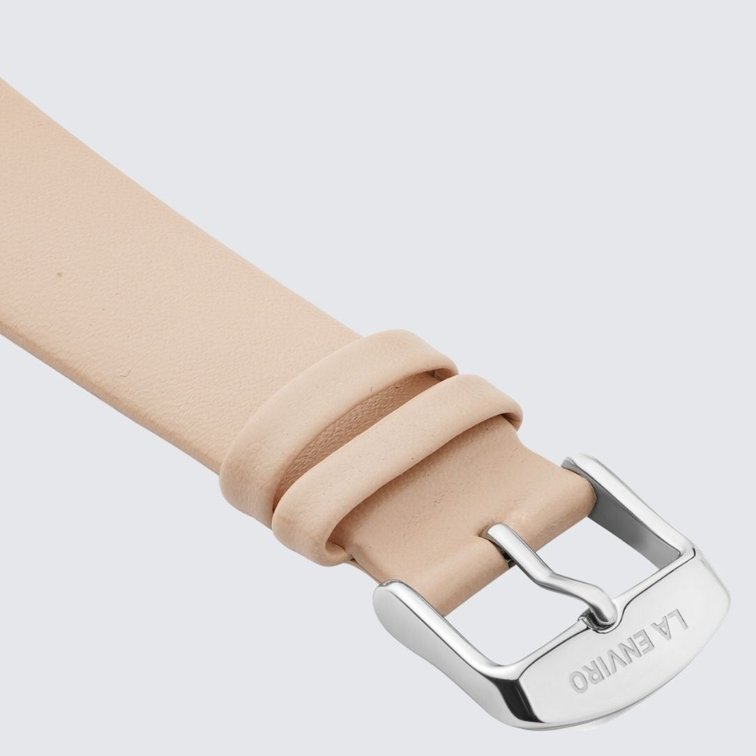 Pink Unstitched Watch Strap with silver color Buckle