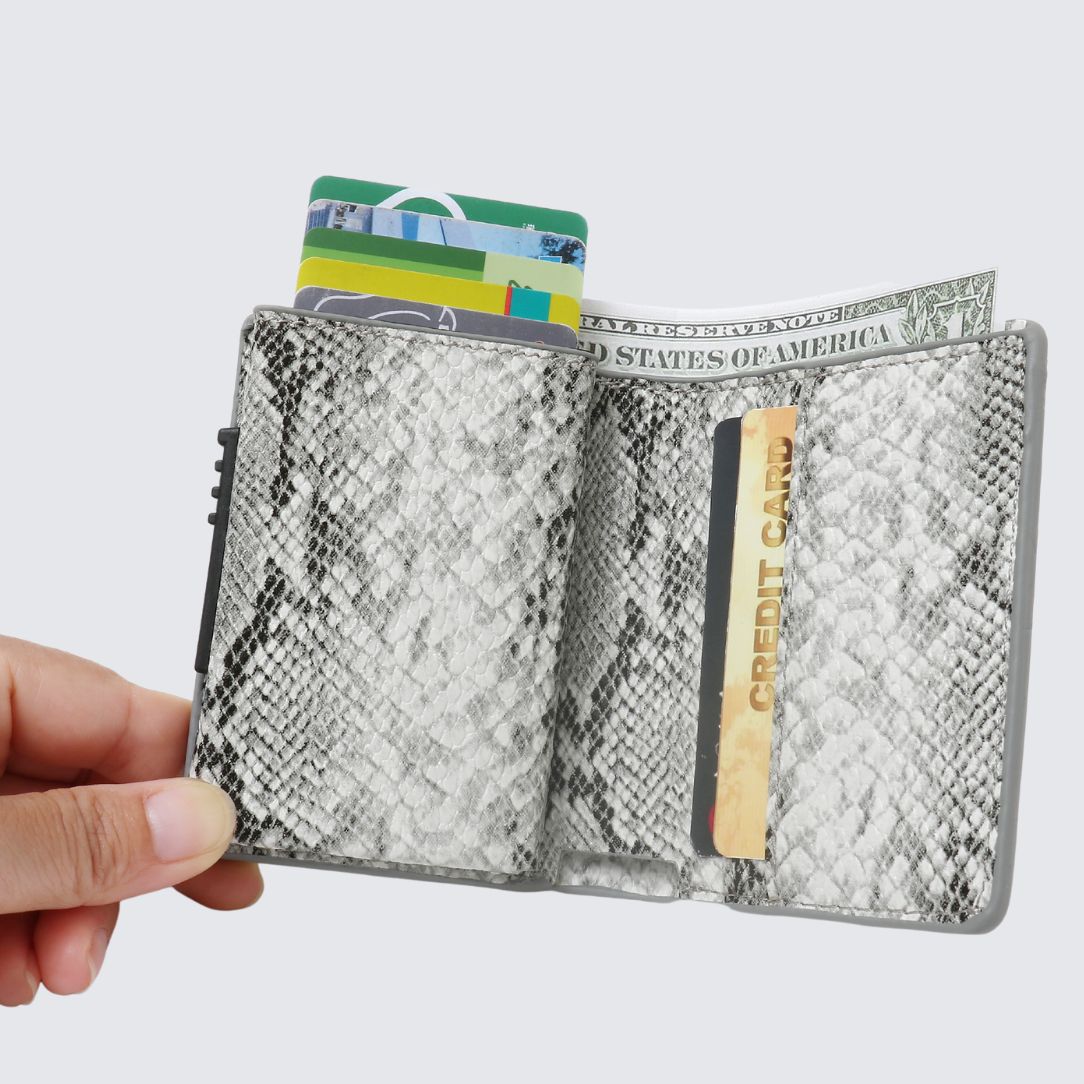 Inside of Grey color VEGAN Skin Leather Wallet