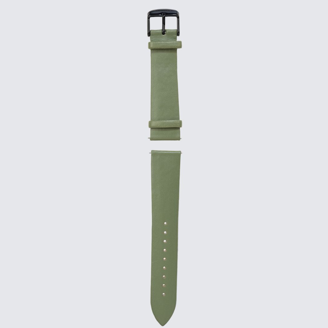 Green Vegan Leather Unstitched Strap with black Buckle