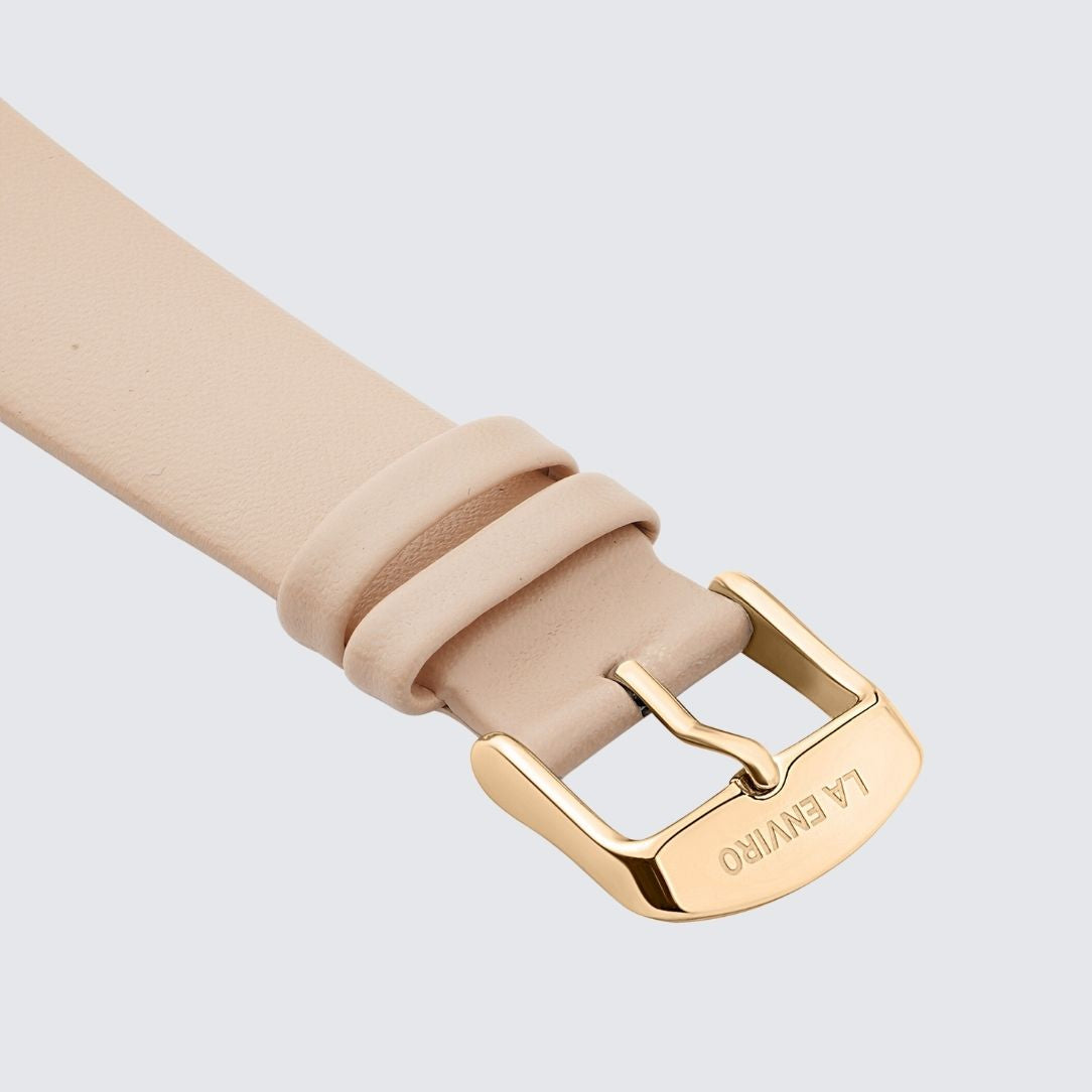 Pink Unstitched Watch Strap with gold color Buckle
