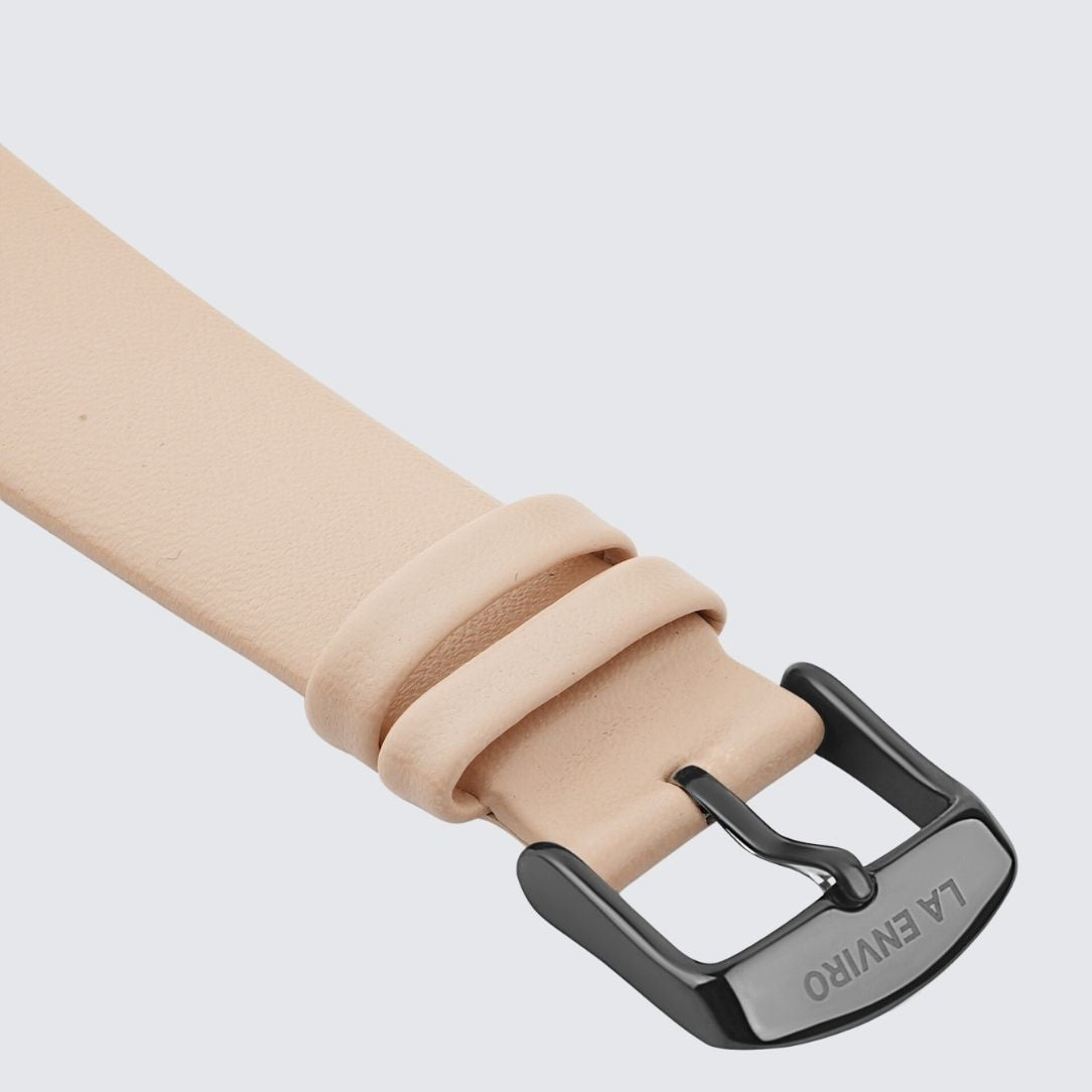 Pink Unstitched Watch Strap with black color Buckle