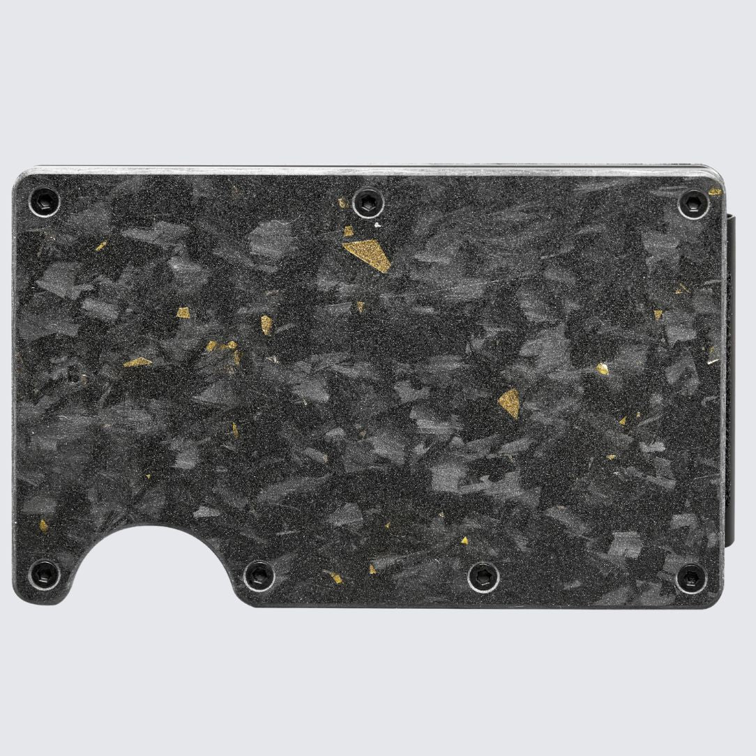 Back side of Matte Gold color LORNE Forged Carbon Wallet