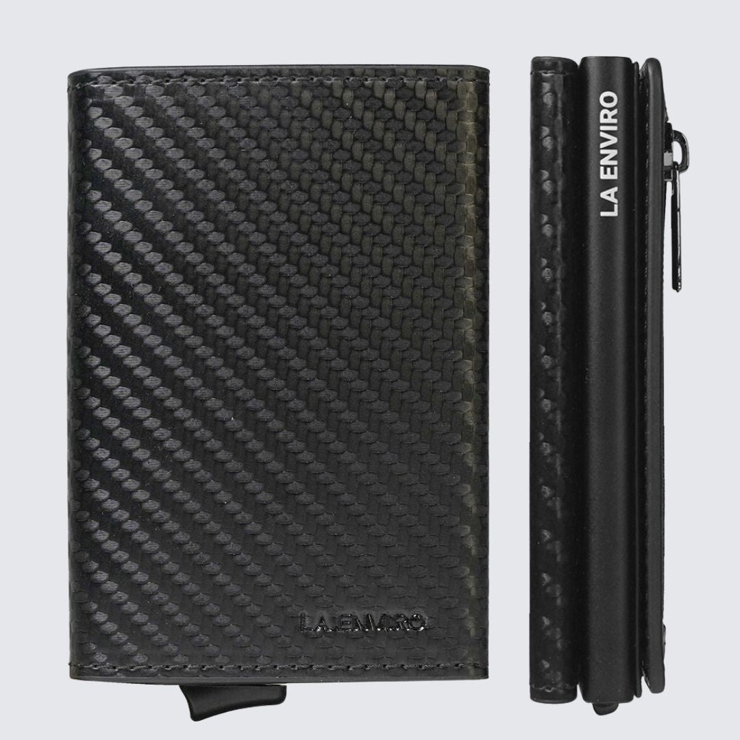 Front of Carbon Black color LEURA 2.0 Unisex Wallet