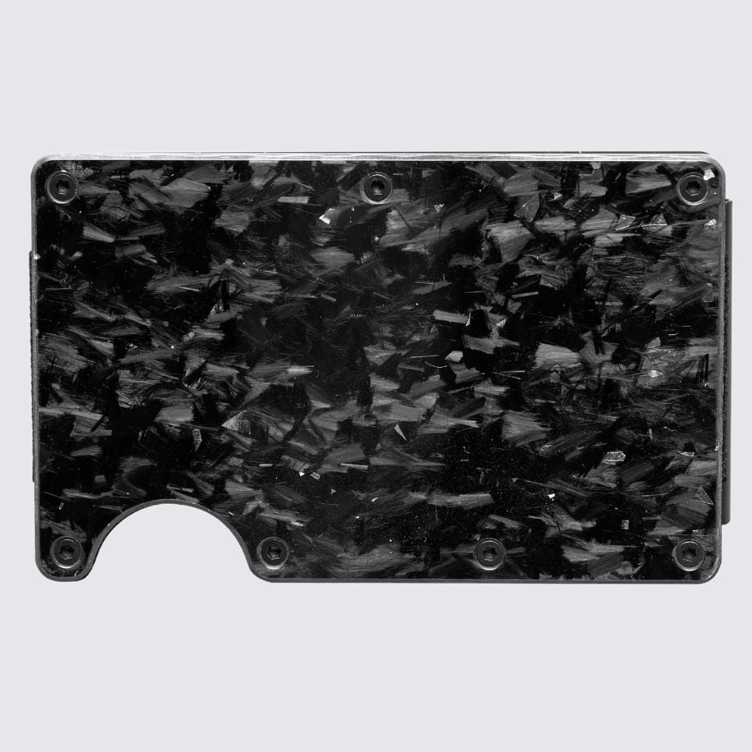 Back side of Gloss Silver color LORNE Forged Carbon Wallet