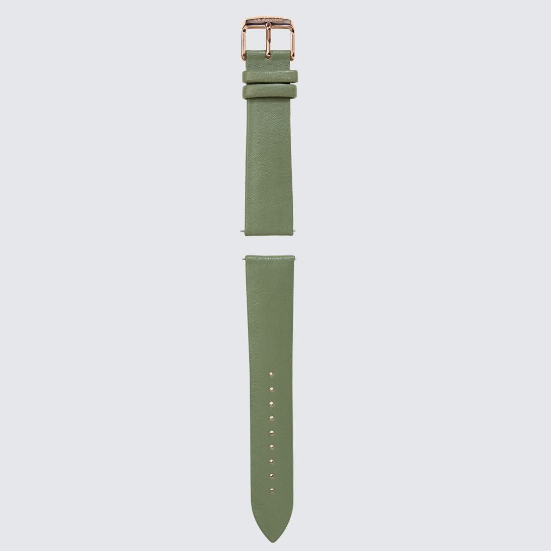 Green Vegan Leather Unstitched Strap with Gold Buckle