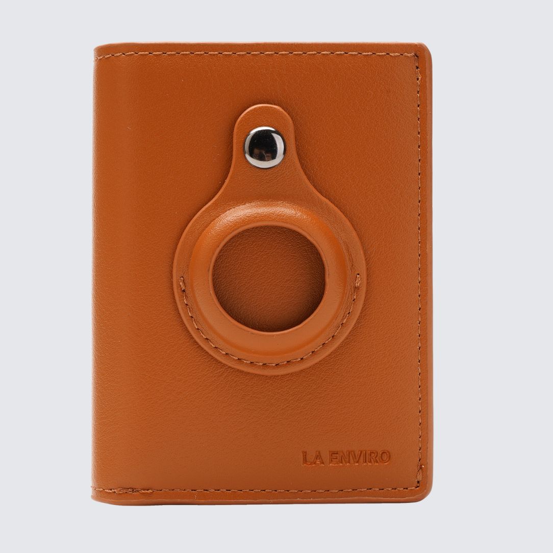 Front Side of Tan FITZROY AirTag Wallet