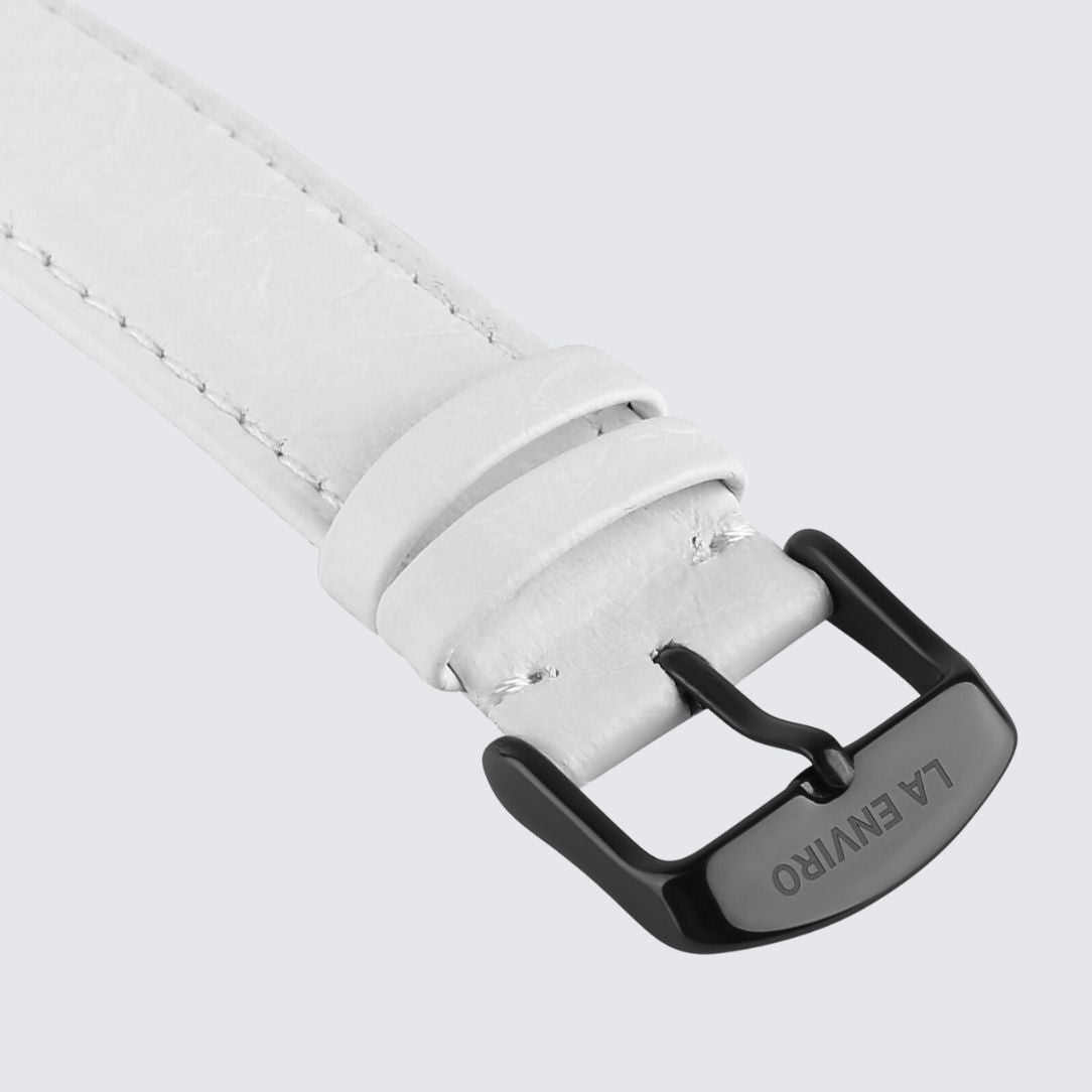 White Pineapple Leather Watch Strap with Black color Buckle