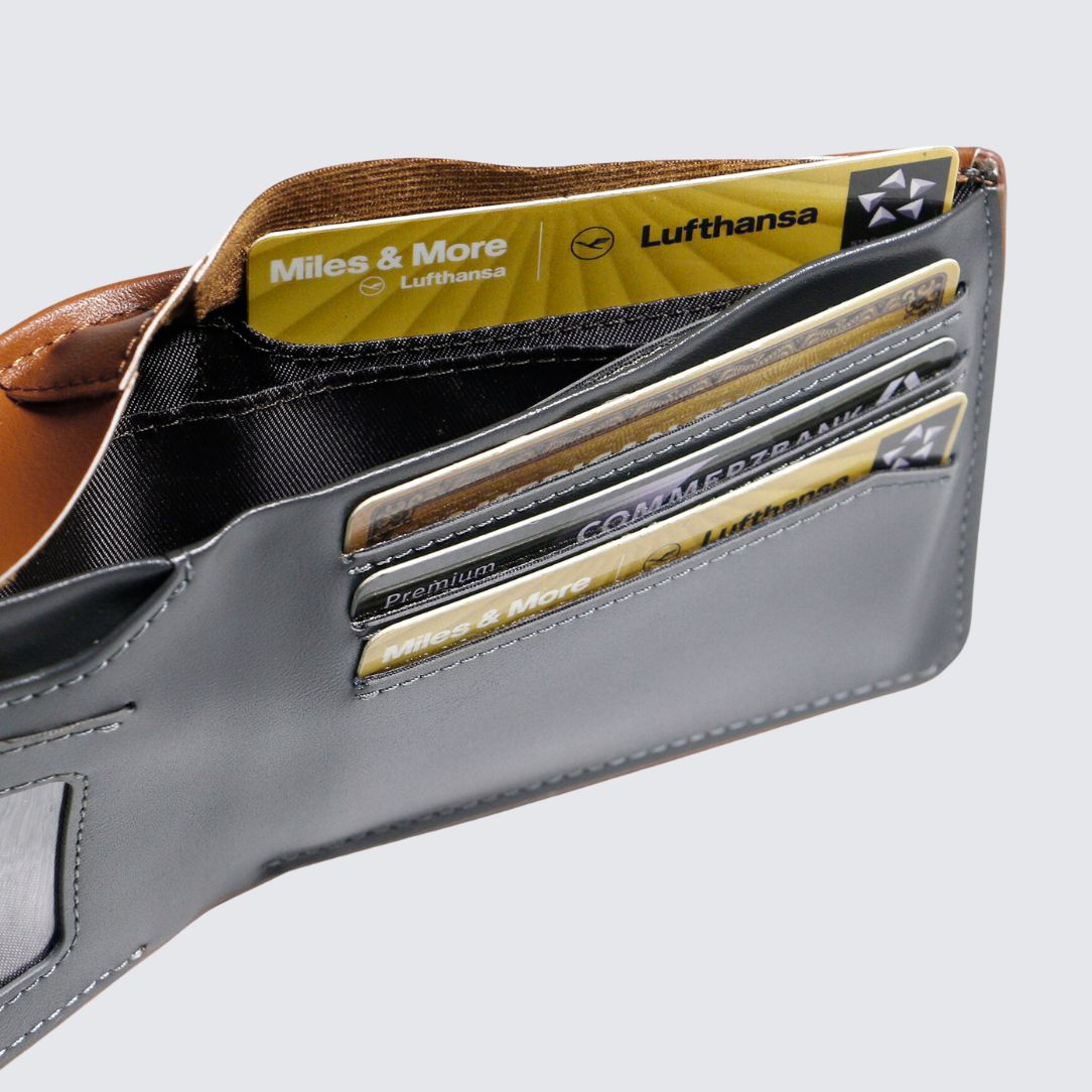Tan color NEWTOWN Wallet with 3 quick access card slots