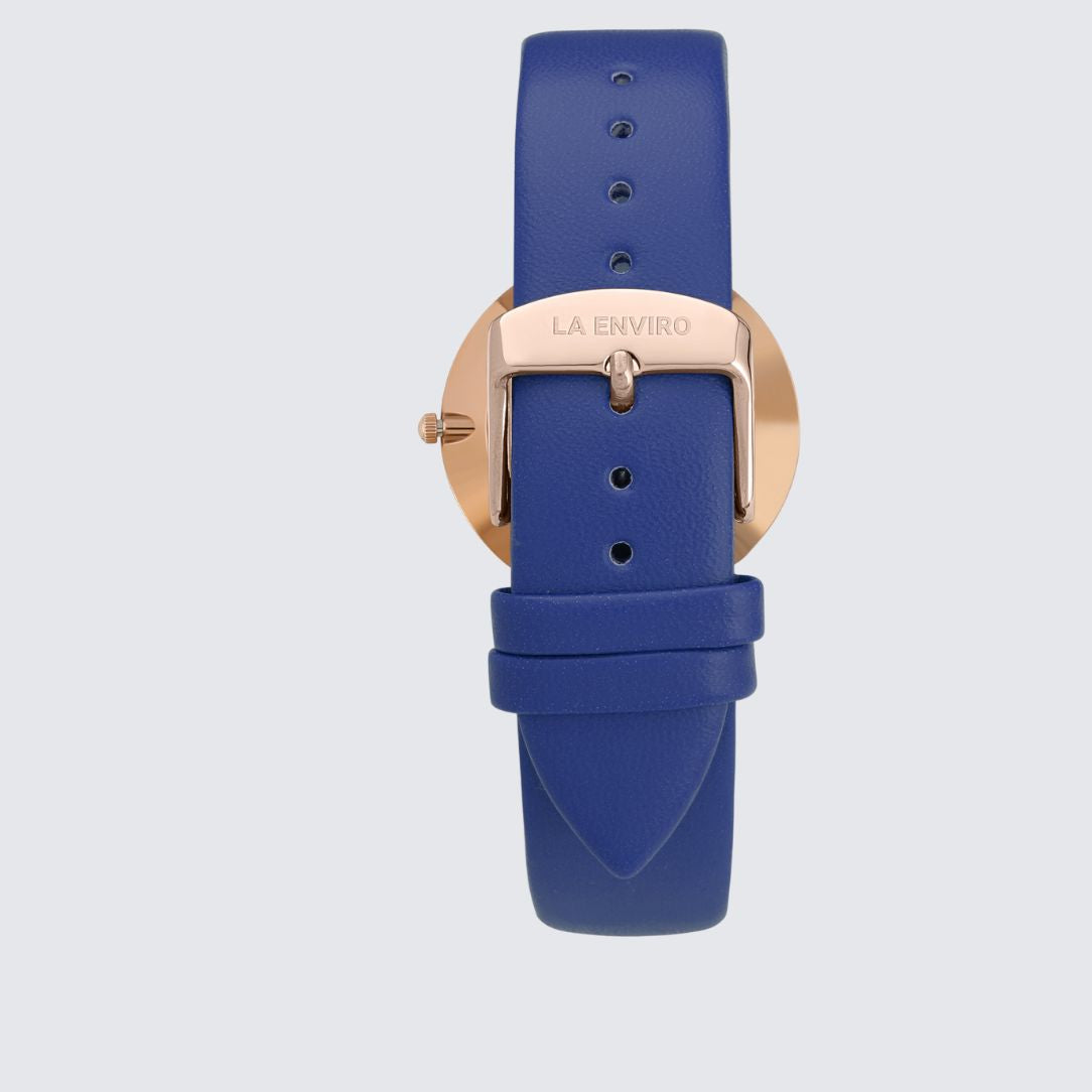 Rose Gold Classic Watch With Blue Strap I 40 MM