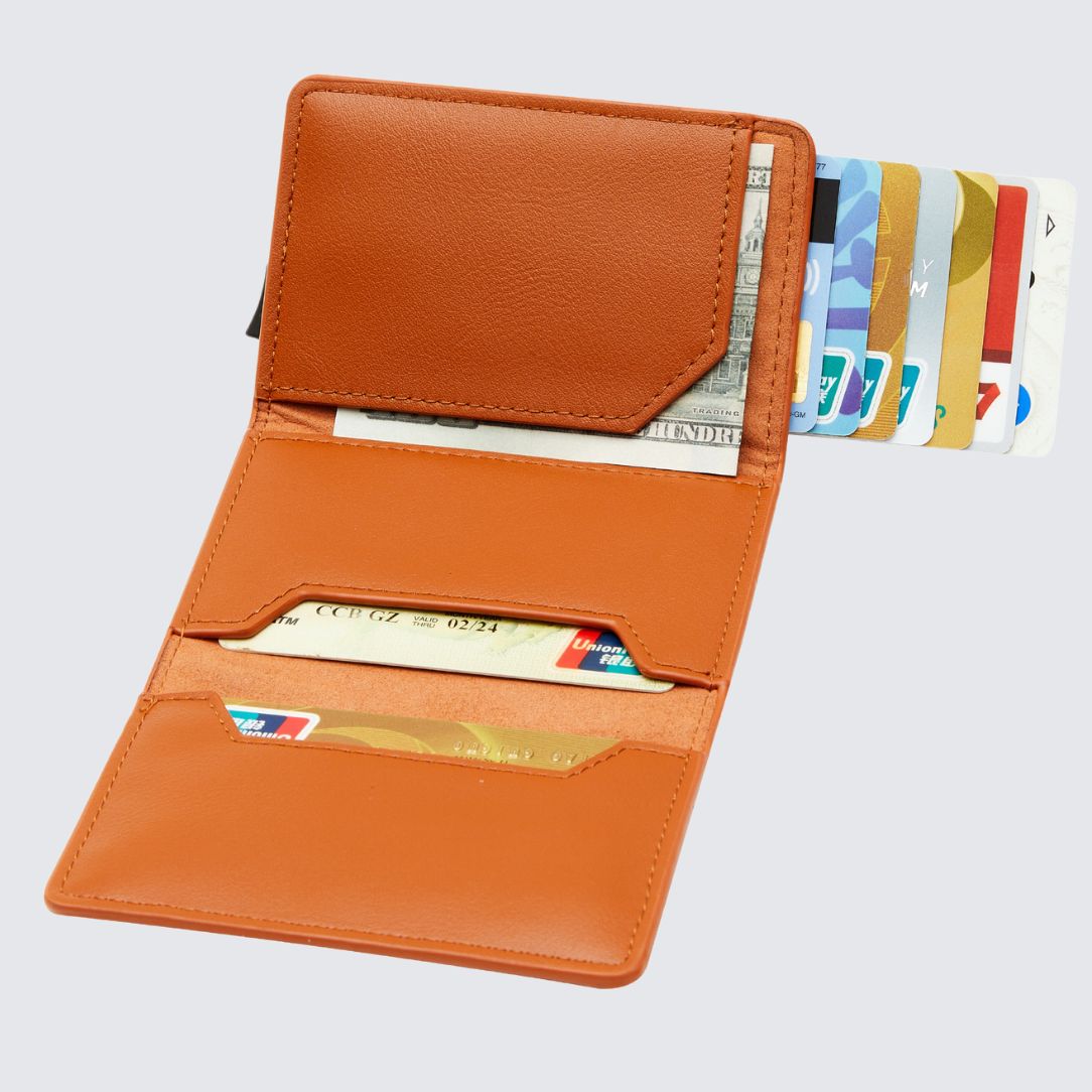 Inside of LEURA 2.0 Unisex Wallet Tan