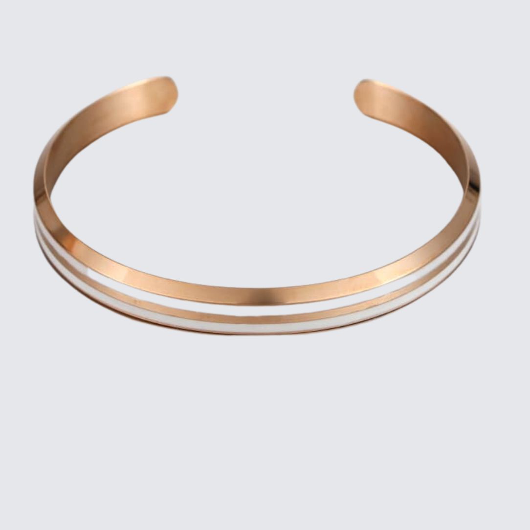 Rose Gold & White color Minimalist Classic Bracelet made from 100% sustainable and recyclable stainless steel