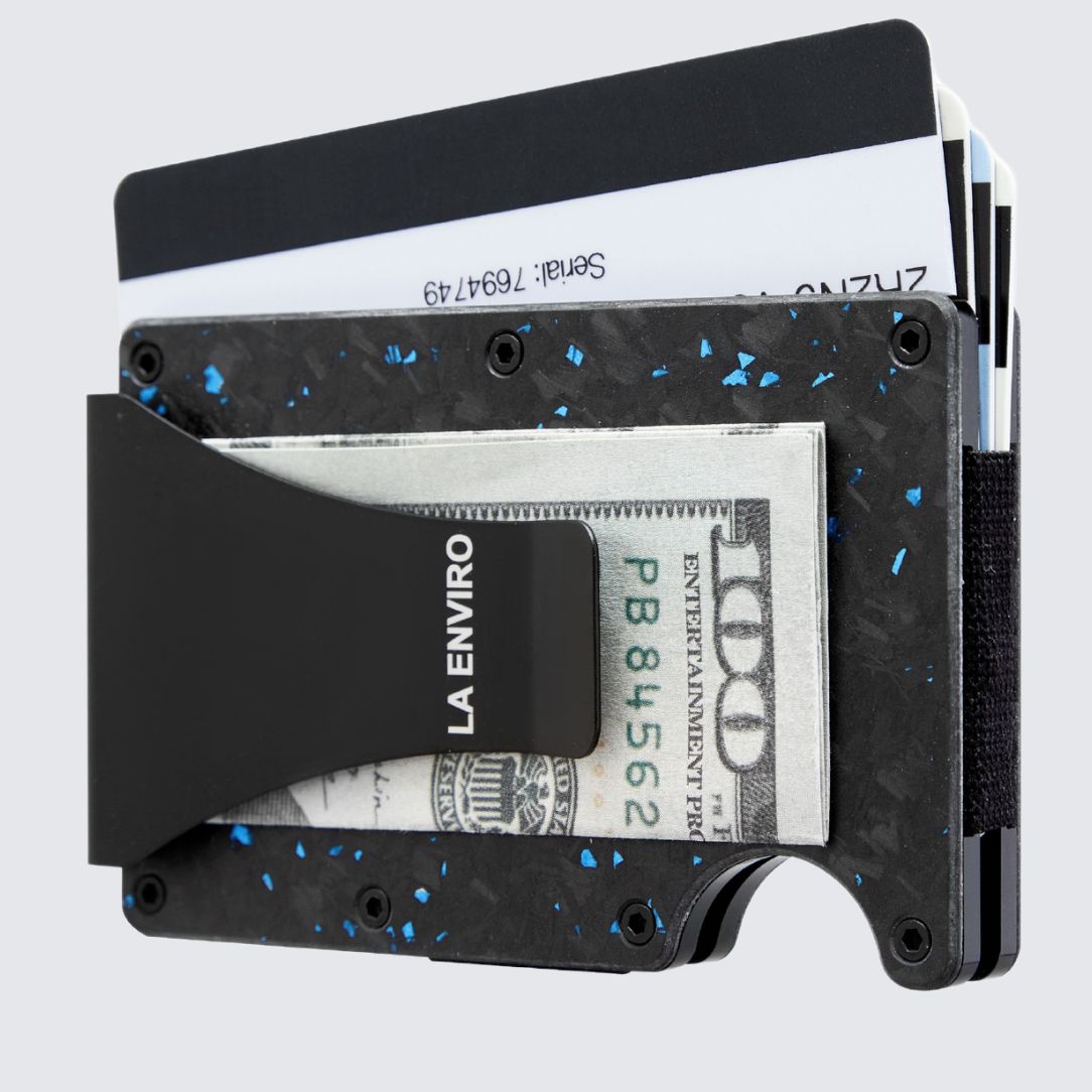Matte Blue color LORNE Forged Carbon Wallet