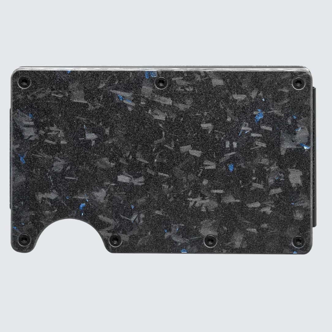 Back side of Matte Blue color LORNE Forged Carbon Wallet