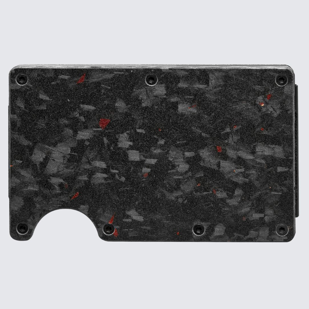 Back side of Matte Red color LORNE Forged Carbon Wallet
