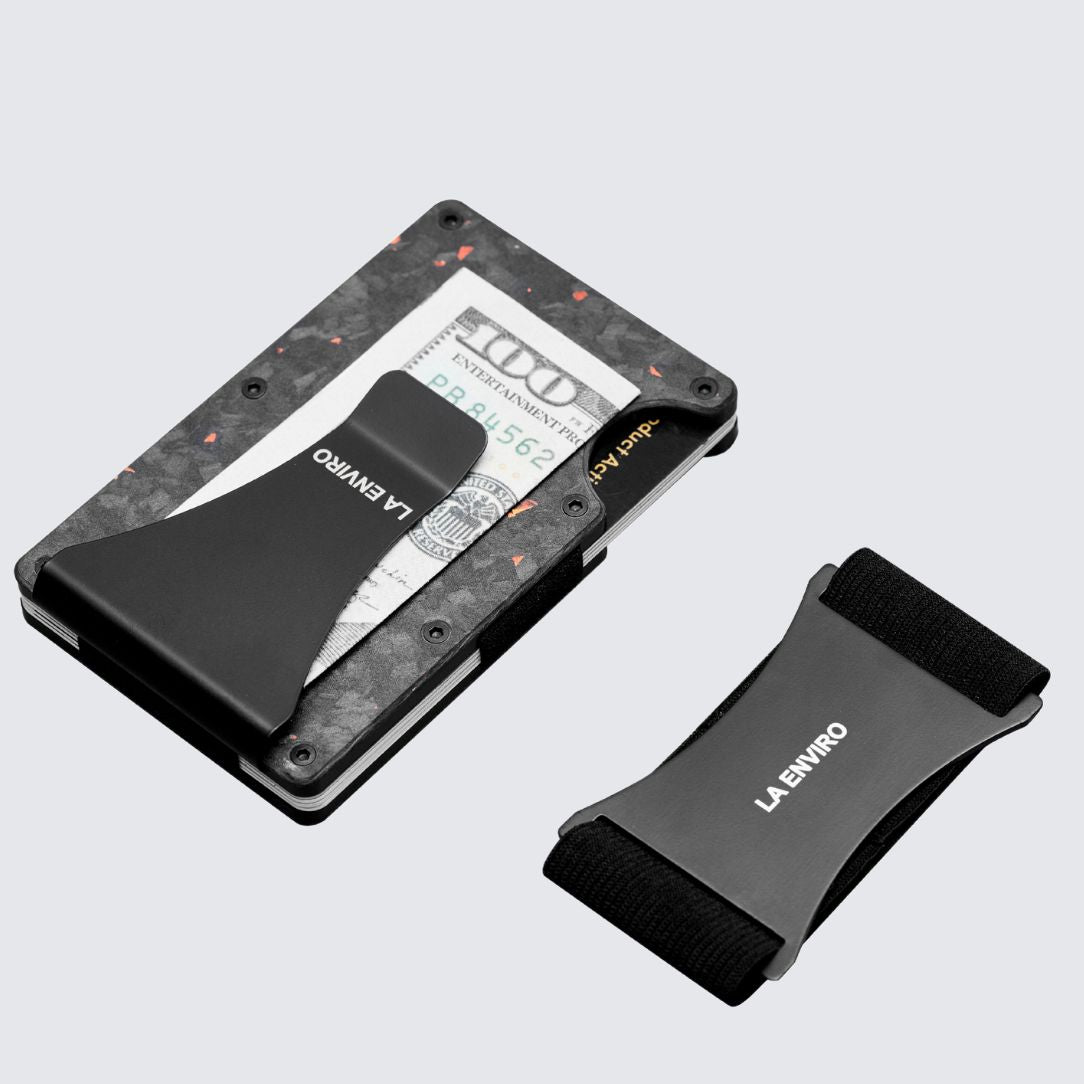 Matte Red color LORNE Forged Carbon Wallet with Extra replaceable elastic