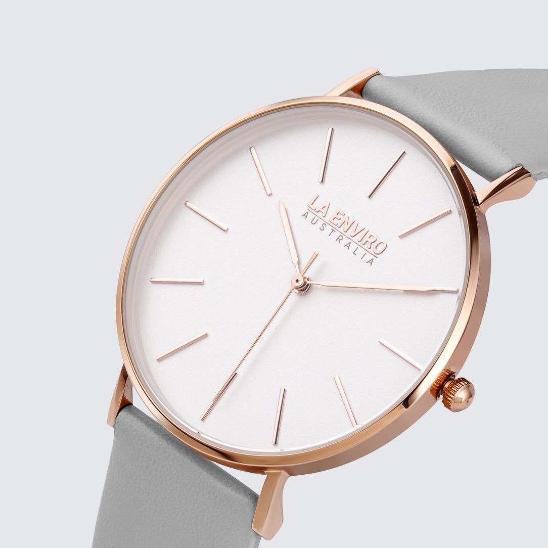 Rose Gold Classic Watch With Grey Strap I 40 MM