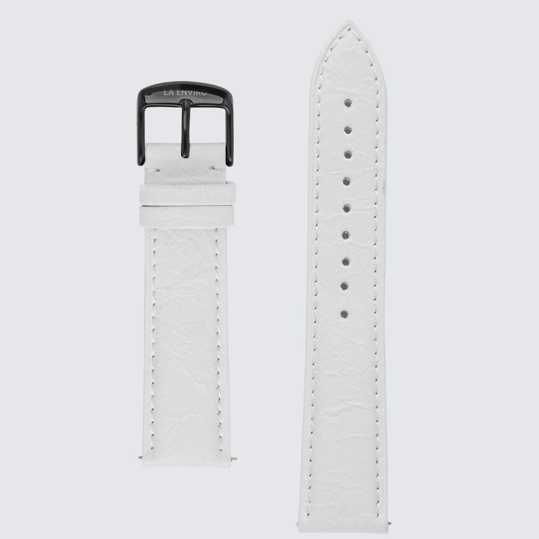 La enviro White Pineapple Leather Watch Strap with Black color Buckle