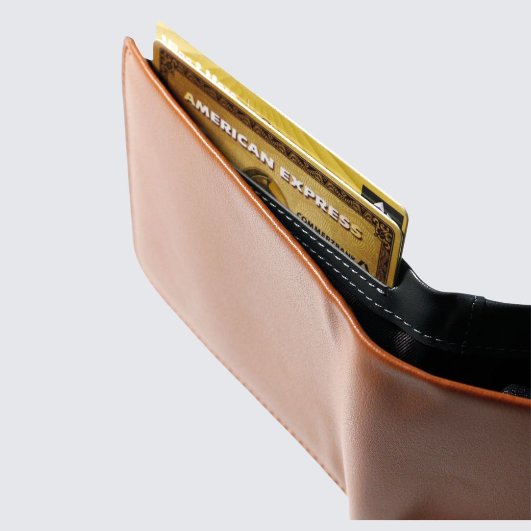 Tan color NEWTOWN Wallet with 2 flat bill sections