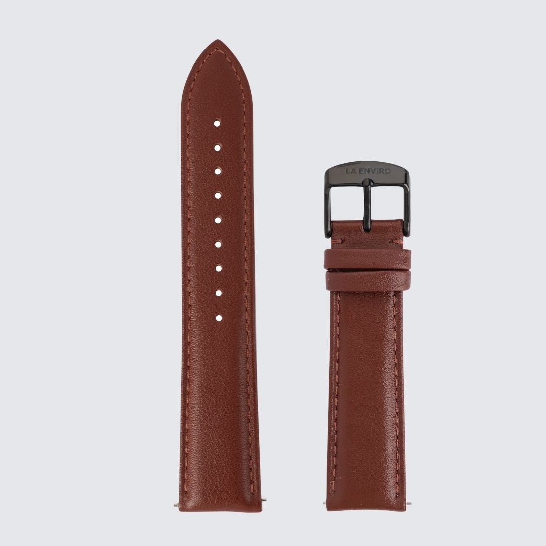 Brown Vegan Leather Strap with Black color Buckle