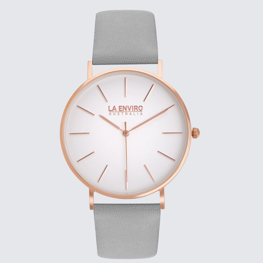 Rose Gold Classic Watch With Grey Strap I 40 MM
