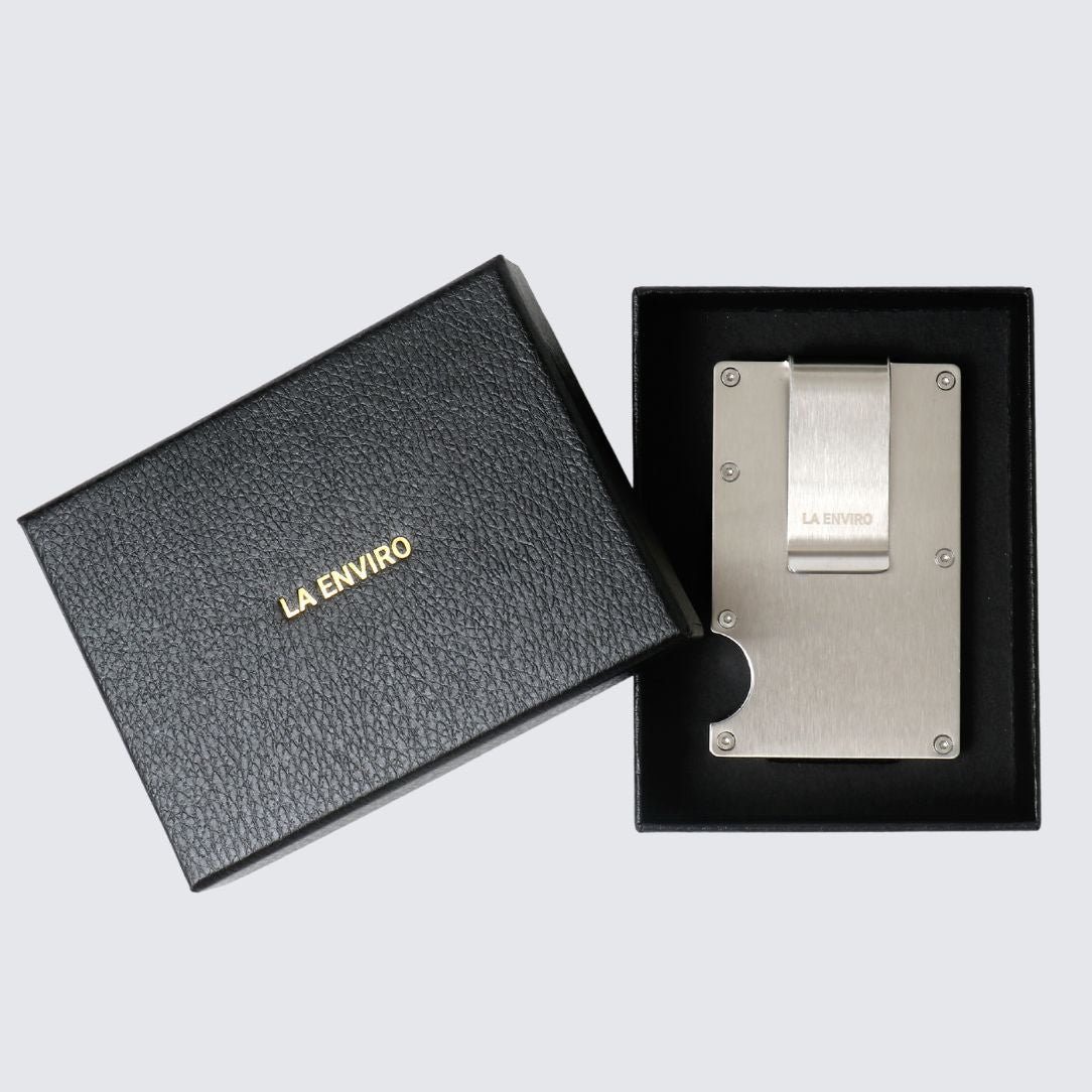 Minimalist Metal Wallet I Brushed Silver