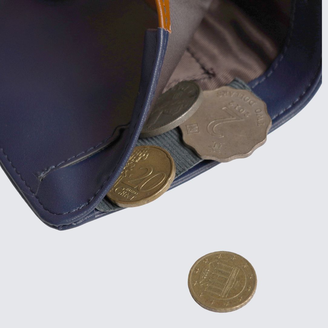 Inside of Blue color FREO Airtag Wallet with coin pocket
