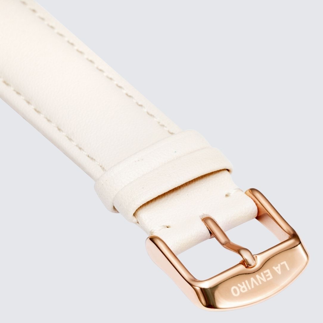 Nude Vegan Leather Watch Strap with Rose Gold color Buckle