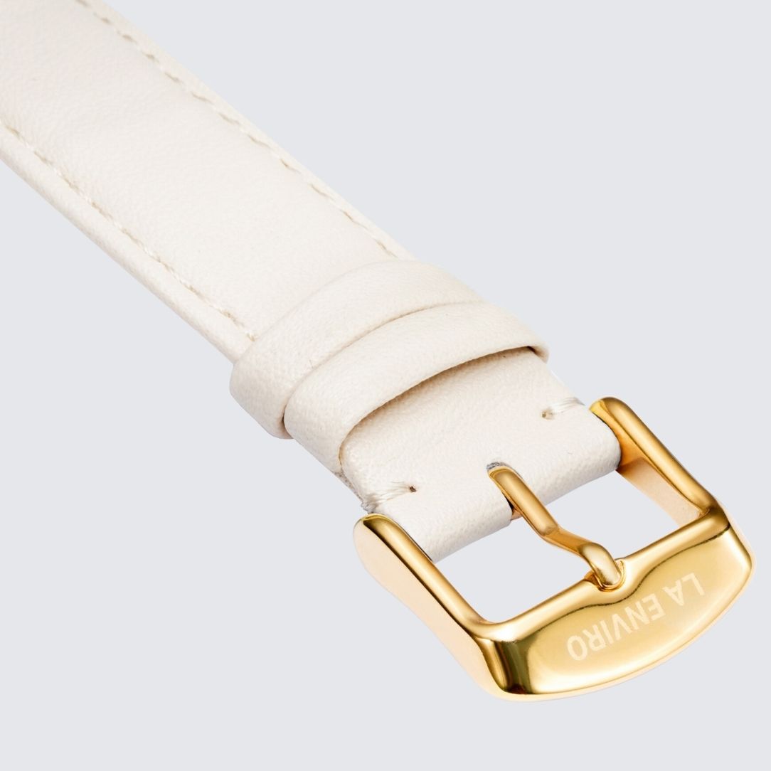 Nude Vegan Leather Watch Strap with gold color Buckle