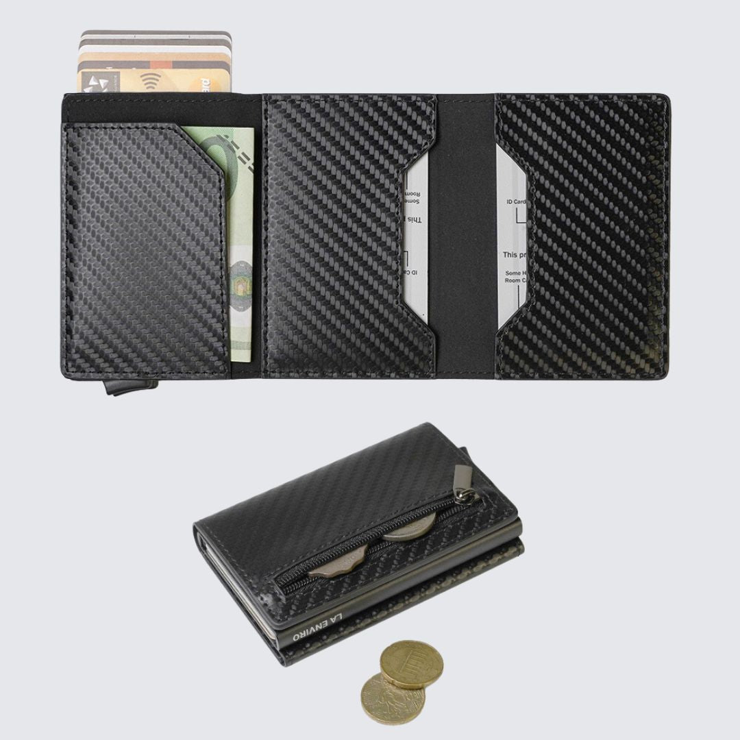 Inside of Carbon Black color LEURA 2.0 Unisex Wallet