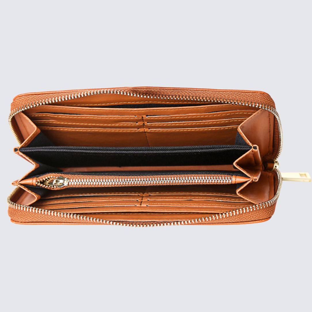 EVA Wallet Tan Zip-around wallet for secure closure