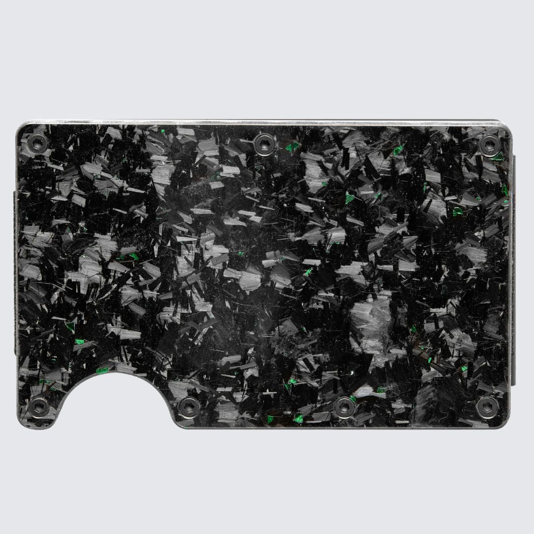 Back side of Gloss Green color LORNE Forged Carbon Wallet